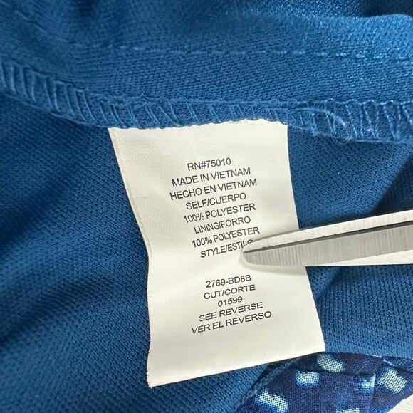 City Studio Womens Dot Print Tiered Cinched Blue Sleeveless Dress Small NO BELT - Picture 11 of 11